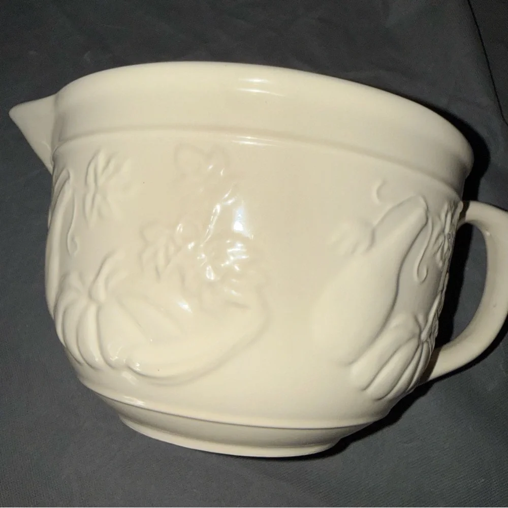 Williams Sonoma Large Embossed Handled Pitcher Bowl